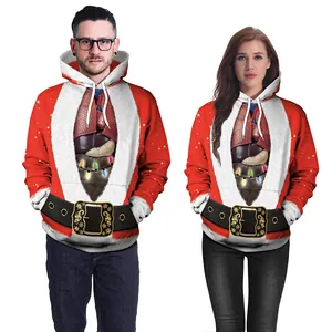3D digital print Christmas hoodie featuring anatomical organs and Santa outfit design
