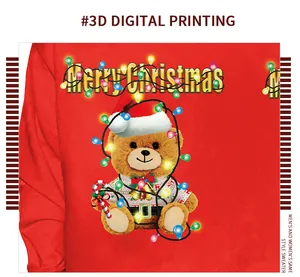 Detail of 3D digital printed Teddy Bear with Christmas lights on a red festive sweater