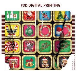 Detail showing festive 3D digital print with Santa and reindeer on the hoodie fabric