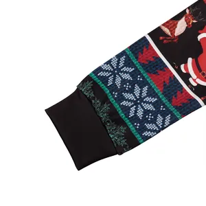 Christmas sweatshirt with holiday prints and elastic ribbed cuffs on a black base