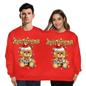 Funny Christmas couple one-piece sweater featuring festive teddy bears and merry print