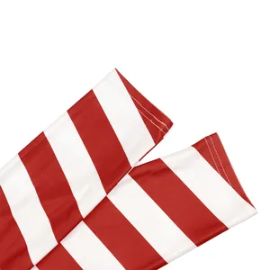Red and white striped elastic knit stockings with durable double-stitched edges