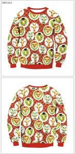 Vues détaillées avant et arrière du sweat de Noël à carreaux verts avec motifs de moutons