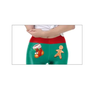 Leggings Estampados de Navidad para Mujer Cintura Alta Elásticos Pantalones Adelgazantes Festivos con Patrón de Hombre de Jengibre Calcetines Yoga Tights