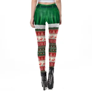 Leggings de Noël avec motif bonhomme de neige, renne et design effet jupe