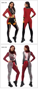 Detailansicht Vorder- und Rückseite der 3D Halloween Zirkus und Clown Cosplay Jumpsuits