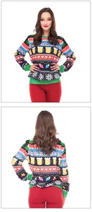 Vorder- und Rückansicht des Weihnachts-Sweatshirts mit Rentier- und Bierkrug-Motiven