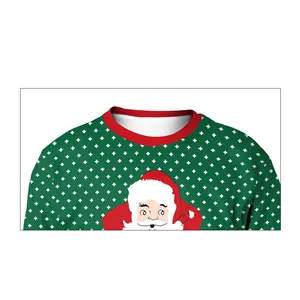 Damen Lustig Weihnachtsmann Druck Weihnachten Sweatshirt Langarm Pullover Rundhals Festlich Ugly Sweater Holiday Tops