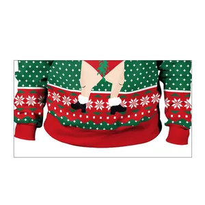 Weihnachtspullover mit festlichem Weihnachtsmann und Schneeflocken-Digitaldruck