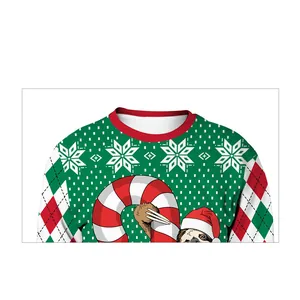 Sweat-shirt de Noël Rigolo Paresseux pour Femme Pull à Manches Longues Impression Numérique Motif Flocon Argyle Top
