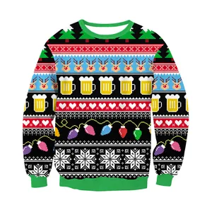 Damen-Weihnachtssweatshirt mit Rentier- und Weihnachtsbaummotiv auf weißem Hintergrund