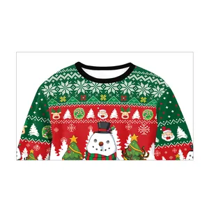 Women's Christmas Snowman Reindeer Printed Sweatshirt Crew Neck Long Sleeve Loose Festive Pullover Top Festive Winter Apparel