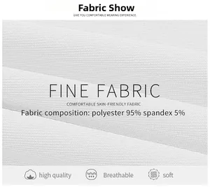 Close-up of white breathable fabric made of 95% polyester and 5% spandex blend