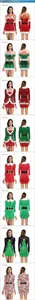 Detailed grid of eight digital print Christmas bodycon mini dresses with various patterns