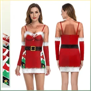 Women's Christmas Digital Print Bodycon Mini Dress Long Sleeve Sexy Festive Party Dress Polyester Spandex Elastic Pullover Dress