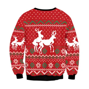Sweat de Noël humoristique avec motifs de rennes et motifs de flocons de neige festifs