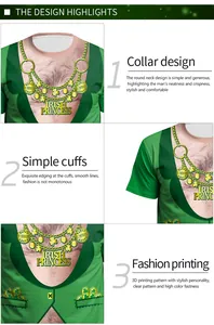 Detail view of St. Patrick's Day 3D printed T-shirt with Irish Princess graphic and round neck