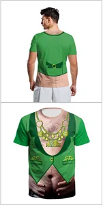 Detail of St. Patrick's Day 3D printed t-shirt showing the funny Irish design front and back