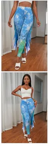 Détails du legging sirène à taille haute avec écailles dégradées et nageoires en 3D