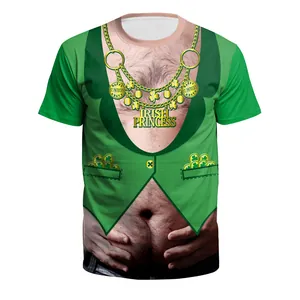3D digital printed Irish Saint Patrick's Day funny green vest t-shirt for men