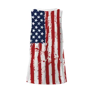 Ärmelloses Damen-Kleid zum Unabhängigkeitstag mit künstlerischem US-Flaggen-Streifenmuster