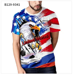 Detailansicht des USA Fußball-Fan-T-Shirts mit Adler, Fußball und US-Flaggen-Design