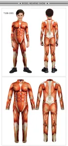 Detail eines Muskel-Anatomie-Einteilers für Kinder mit Rückenreißverschluss für Halloween