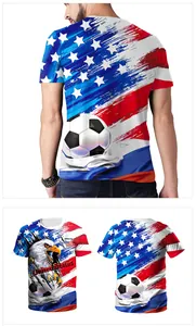 Detail eines Fußball-T-Shirts mit Sublimationsdruck, USA-Flagge und Adler-Grafik