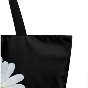 Minimalistische schwarze Segeltuchtasche mit Gänseblümchen-Print und feiner Naht