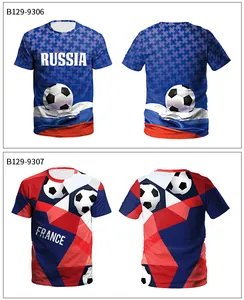 Detail der Russland und Frankreich Fußball-T-Shirts mit hochwertigem Sublimationsdruck-Design