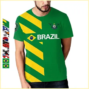 Herren 3D Digital Bedrucktes Kurzarm T-Shirt Nationalmannschaft Fußballtrikot Sportlich Lässig Supporter Top