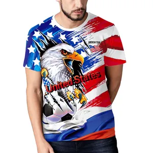 USA Herren Fußball T-Shirt mit Adler und US-Flagge 3D-Druck aus atmungsaktivem Stoff