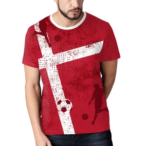 Maglietta da Uomo a Manica Corta Tema Campionato Mondiale di Calcio in Misto Poliestere e Spandex Sportiva Casual