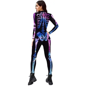 Vue arrière de la combinaison squelette colorée pour le carnaval d'Halloween