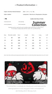 Guide des tailles et composition pour le haut en tricot festif avec motif de Noël