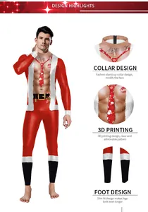 Vue détaillée de l'impression 3D et de la coupe d'une combinaison de Noël pour hommes