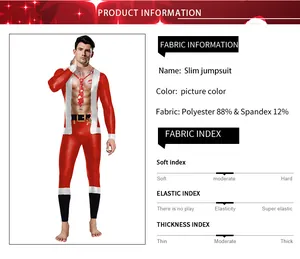 Détails du tissu de la combinaison de Noël homme 88% polyester et 12% élasthanne spécifiés