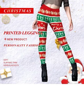 Détail de legging de Noël avec motifs de rennes et texture de tissu élastique et doux