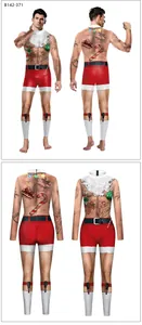 Vues détaillées avant et arrière d'une combinaison de Noël pour homme avec imprimés 3D