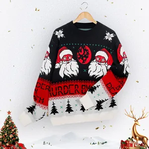Pull de Noël en maille à col rond avec motifs Père Noël et flocons de neige
