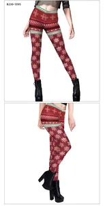 Détails du legging de Noël avec motifs de flocons nordiques et tissu extensible à taille haute