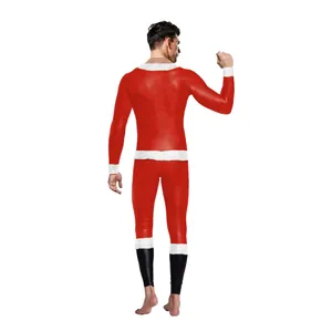 Combinaison de Noël pour hommes avec impression numérique tenue de cosplay festive ajustée