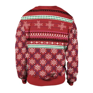 Felpa a Maniche Lunghe con Stampa Natalizia per Donna Uomo Coppia Pullover Festa Casual Top Poliestere Elastan