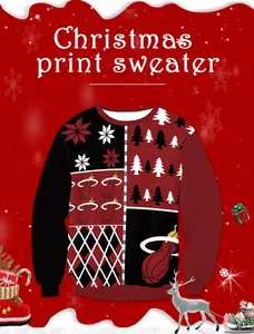 Detail view of the Christmas sweatshirt featuring Miami Heat logo and festive prints