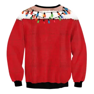 Hässlicher Weihnachts-Sweatshirt mit festlicher Lichterkette und realistischem 3D-Druckmuster
