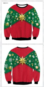 Macro-detail van de digitale kabelgebreide kerstprint met gouden ster op de sweatshirt