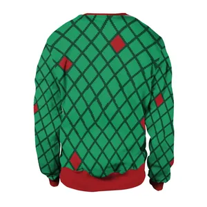 Damen Weihnachten Argyle Sweatshirt Langarm Rundhalsausschnitt Digitaldruck Pullover Weihnachtsmann Rentier Socken Muster Xmas Party Casual Holiday Top