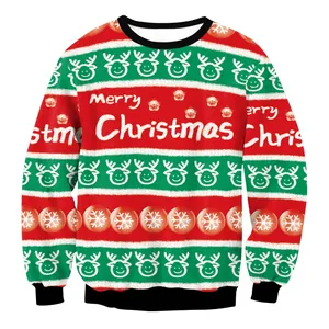 Kersttrui met Merry Christmas print en feestelijk rendierpatroon voor koppels