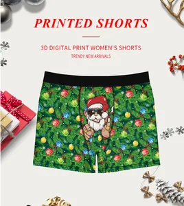 Close-up of 3D digital Christmas print on premium festive themed boxer shorts