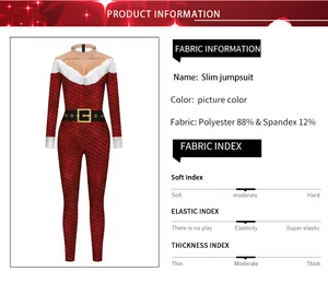 Vue détaillée de la combinaison de Noël en 88% polyester avec imprimé d'écailles rouges